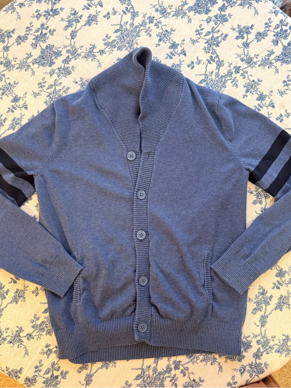 Men's Shawl Collar Button-Front Sweater Cardigan - Blue